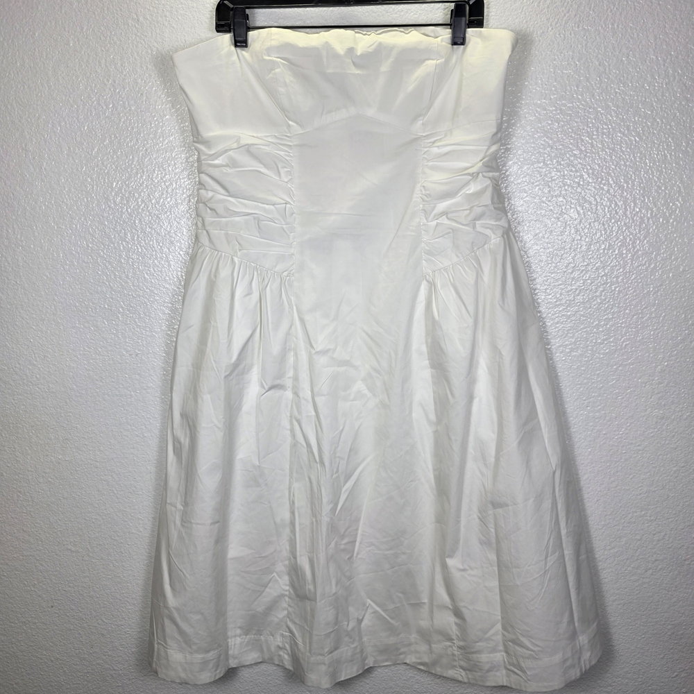 Wild Fable Women's Ruched Poplin‎ Midi Tube Dress White Size XL